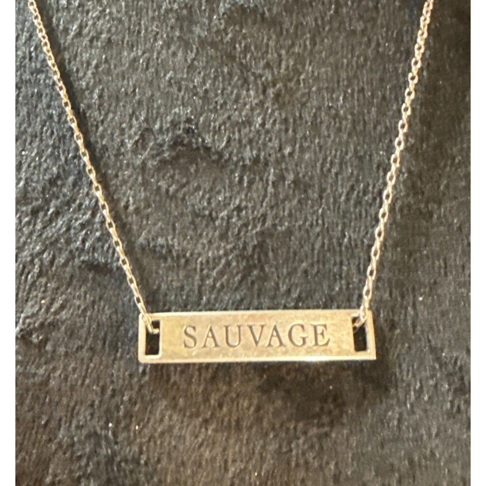 Dior Fragrance Sauvage Mens Logo Bar Charm And 22 Inch Silver Necklace GUC